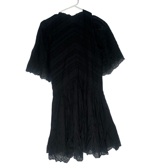 Madewell Eyelet Flutter Sleeve Mini Dress in Cotton Women's Size 2 in Black NWT! - Picture 6 of 6